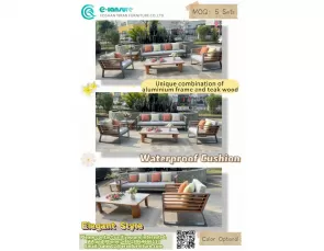 Elevate Your Outdoor Lounging with Our Signature Aluminum-Teak Sofa Set！
