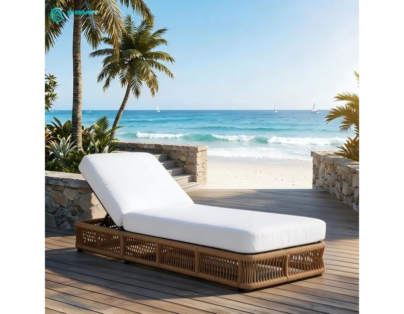 Stylish Outdoor Sun Lounger Durable Aluminum Frame with Woven Rope Elegant Design