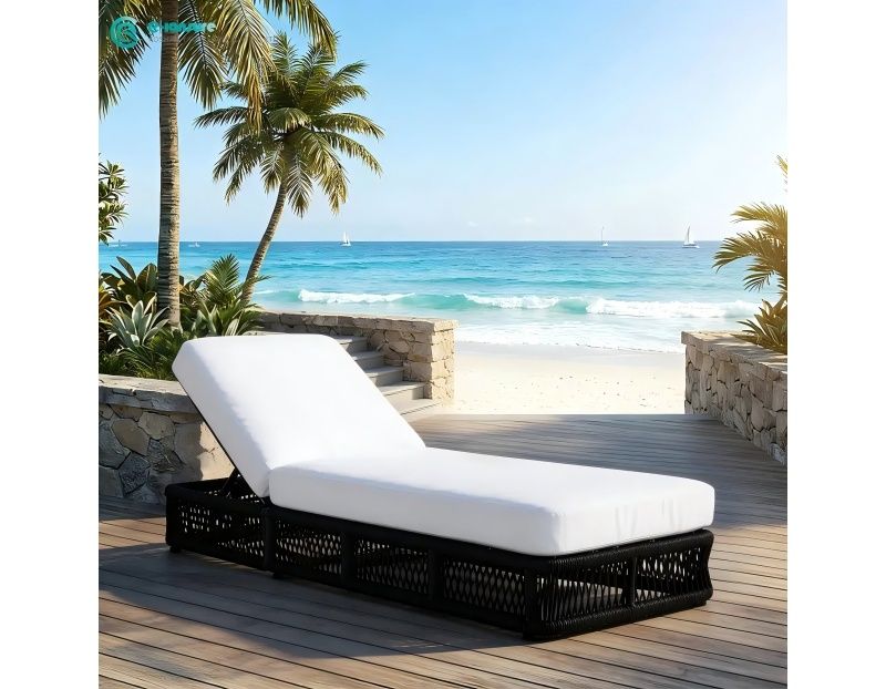 Stylish Outdoor Sun Lounger Durable Aluminum Frame with Woven Rope Elegant Design