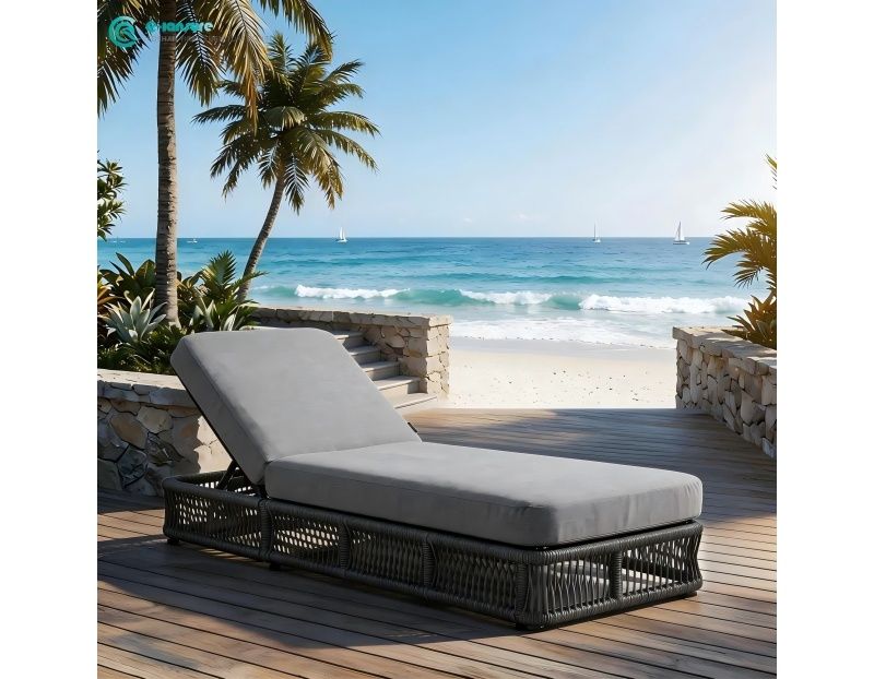 Stylish Outdoor Sun Lounger Durable Aluminum Frame with Woven Rope Elegant Design
