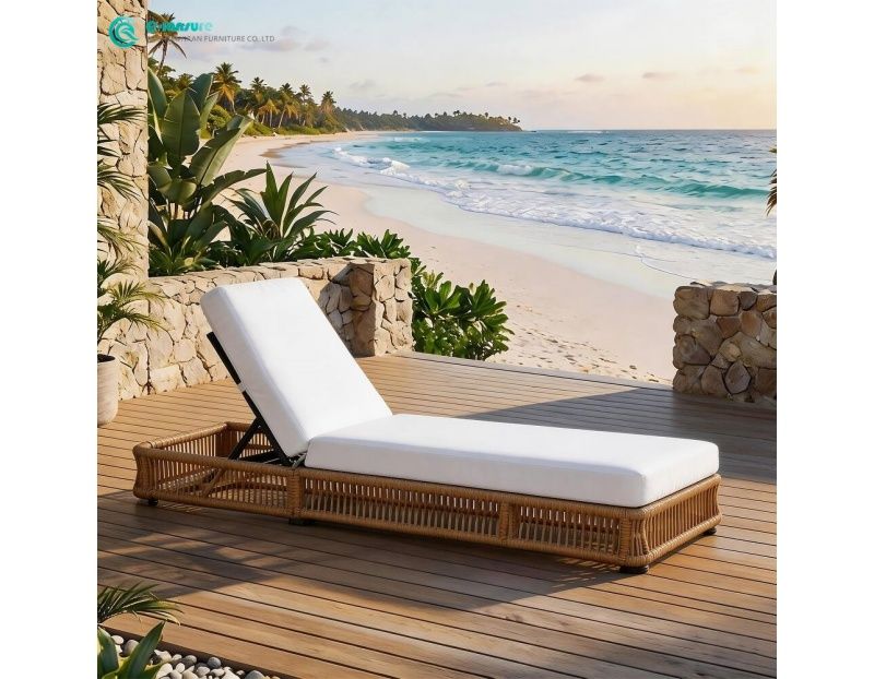 Stylish Outdoor Sun Lounger Durable Aluminum Frame with Woven Rope Elegant Design