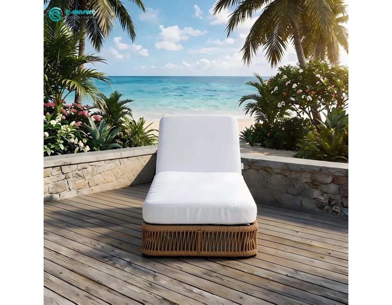 Stylish Outdoor Sun Lounger Durable Aluminum Frame with Woven Rope Elegant Design