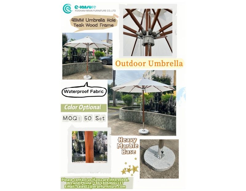 Premium Teak Wood Texture Outdoor Umbrella | Stable & Waterproof