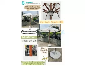 Premium Teak Wood Texture Outdoor Umbrella | Stable & Waterproof