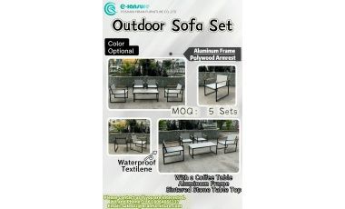 Modern Aluminum Textilene Outdoor Sofa Set with Sintered Stone Coffee Table|