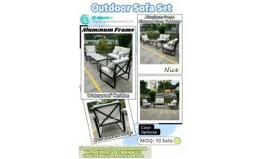 Black Aluminum Outdoor Sofa Set with Sintered Stone Coffee Table