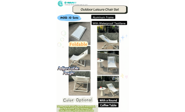 Foldable Adjustable Aluminum Textilene Leisure Chair Set with Round Coffee Table /