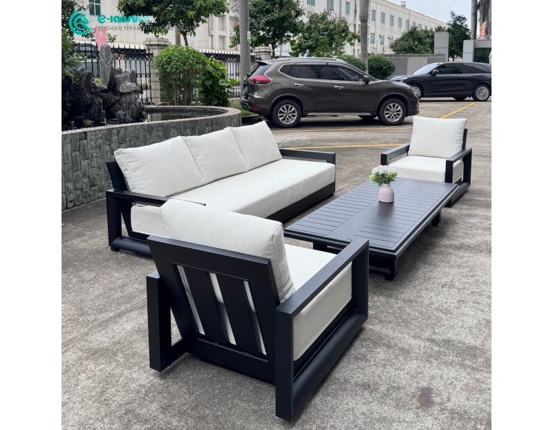 Outdoor Garden Furniture Combination Aluminum Frame Sofa Set with Waterproof Cushion  for Hotel Outdoor Space
