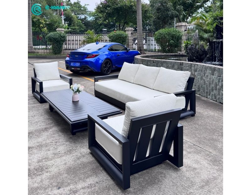 Outdoor Garden Furniture Combination Aluminum Frame Sofa Set with Waterproof Cushion  for Hotel Outdoor Space