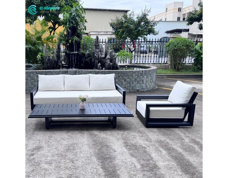 Outdoor Garden Furniture Combination Aluminum Frame Sofa Set with Waterproof Cushion  for Hotel Outdoor Space