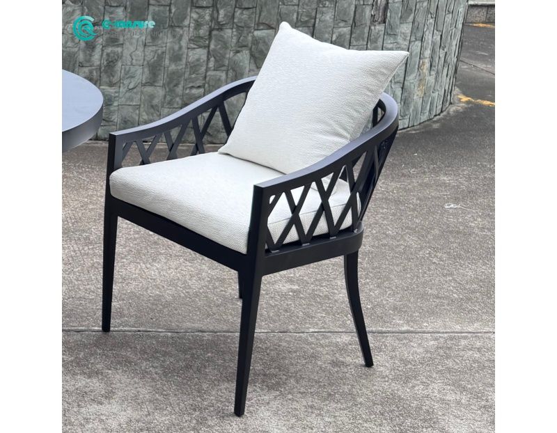 Leisure Special Garden Furniture Durable All Aluminum Frame Dining Chair with Round Table Set for Villa Courtyard Hotel