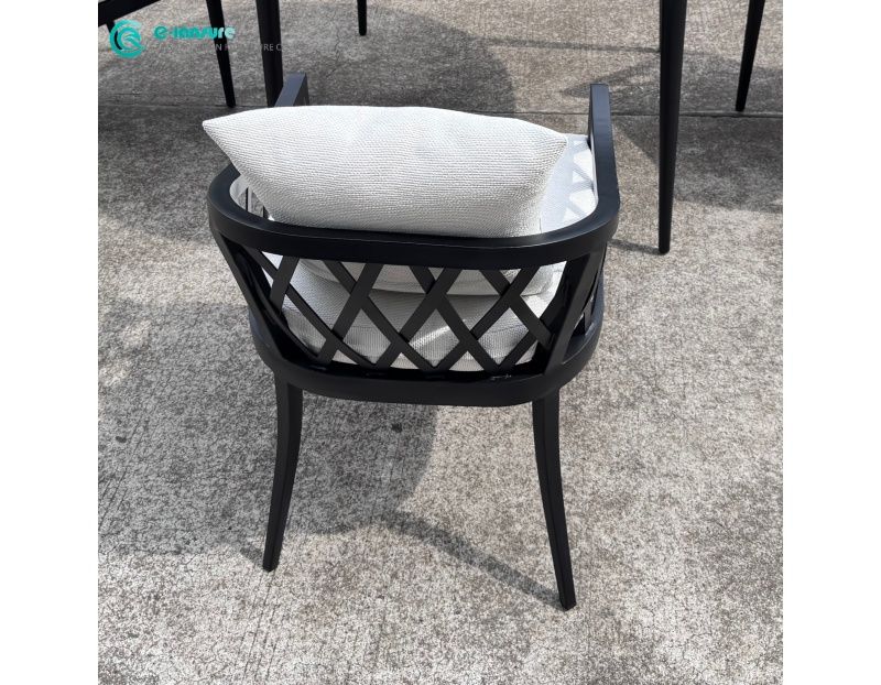 Leisure Special Garden Furniture Durable All Aluminum Frame Dining Chair with Round Table Set for Villa Courtyard Hotel