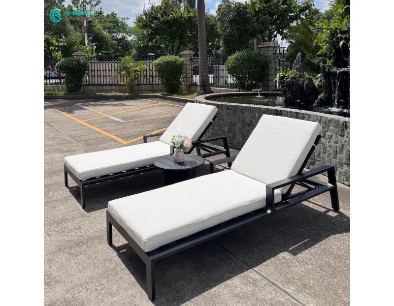 Modern Elegant Outdoor Garden Furniture All Aluminum Frame Patio Sun Lounger for Poolside Hotel Resort
