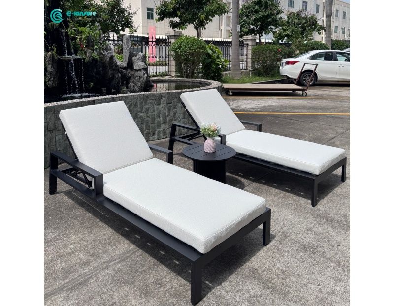 Modern Elegant Outdoor Garden Furniture All Aluminum Frame Patio Sun Lounger for Poolside Hotel Resort