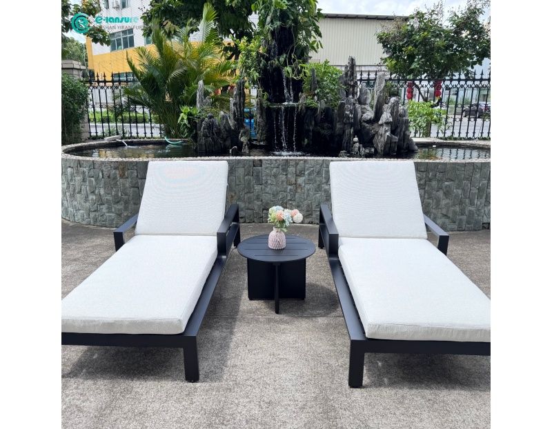 Modern Elegant Outdoor Garden Furniture All Aluminum Frame Patio Sun Lounger for Poolside Hotel Resort