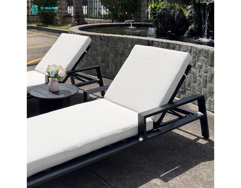 Modern Elegant Outdoor Garden Furniture All Aluminum Frame Patio Sun Lounger for Poolside Hotel Resort