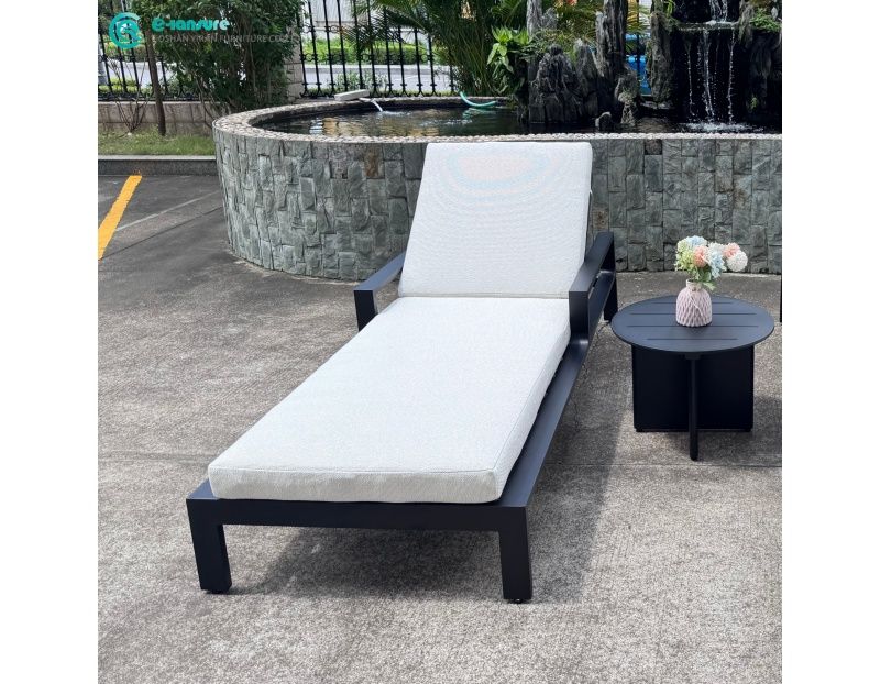 Modern Elegant Outdoor Garden Furniture All Aluminum Frame Patio Sun Lounger for Poolside Hotel Resort