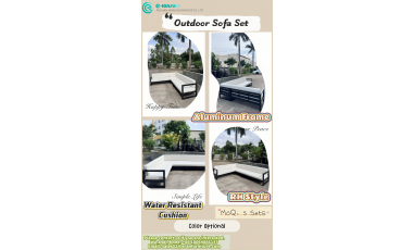 RH Style Modular Aluminum L-Shaped Outdoor Sofa Set | MOQ 5 Sets