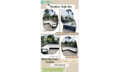 RH Style Modular Aluminum L-Shaped Outdoor Sofa Set | MOQ 5 Sets