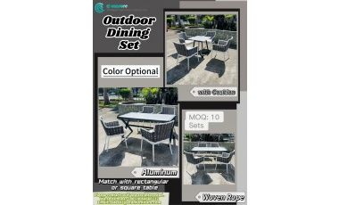 Premium Woven Rope Aluminum Outdoor Dining Set | For Hotel Villa Patio Project