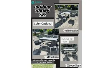 Premium Woven Rope Aluminum Outdoor Dining Set | For Hotel Villa Patio Project