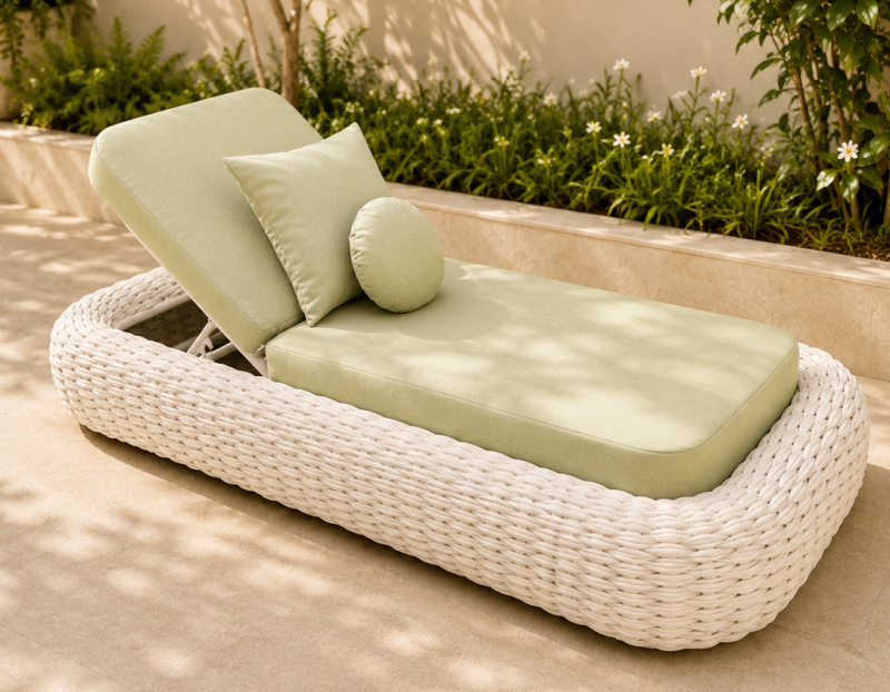 Outdoor Leisure Chaise Lounger Sturdy Aluminum Frame with Premium Woven Rope Stylish Sun Lounger