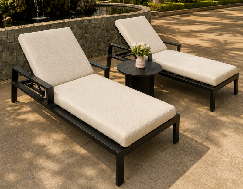Modern Elegant Outdoor Garden Furniture All Aluminum Frame Patio Sun Lounger for Poolside Hotel Resort