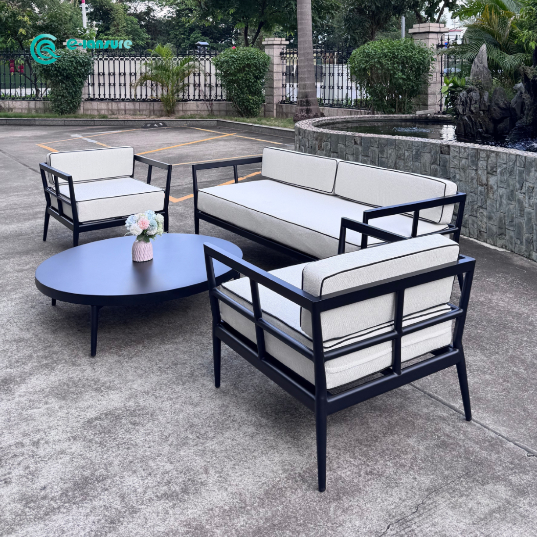Simple Outdoor Garden Furniture Aluminum Frame Sofa With Coffee Table Patio Combination Sofa for Villa Courtyard