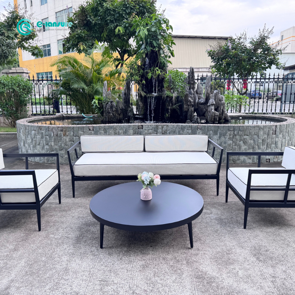 Simple Outdoor Garden Furniture Aluminum Frame Sofa With Coffee Table Patio Combination Sofa for Villa Courtyard