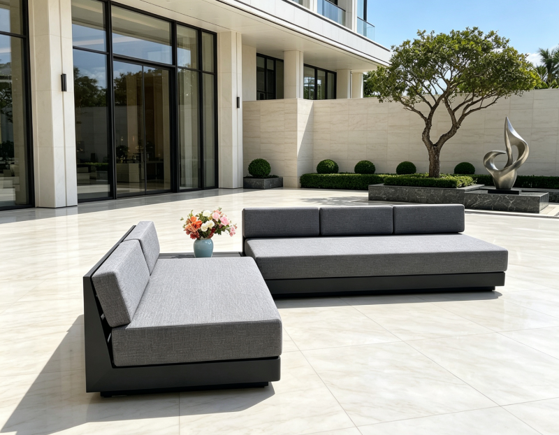 Minimalist Outdoor Furniture Durable Aluminum Frame Outdoor Sectional Sofa Set Waterproof Garden Sofa Seating
