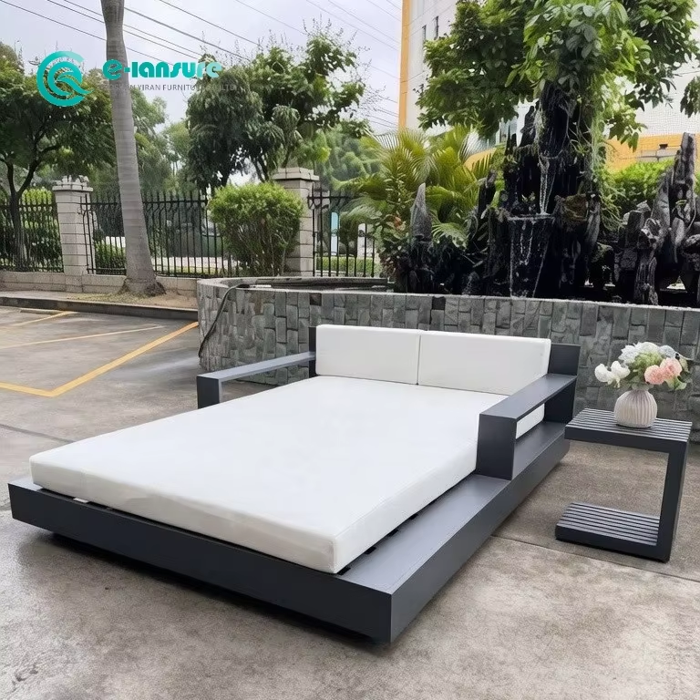 Casual Aluminum Outdoor Furniture Daybed With Side Table Water Resistant Chaise Lounge for Hotel Villa Resort