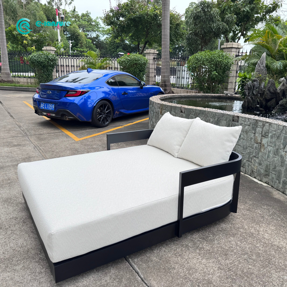 Leisure Outdoor Furniture Aluminum Frame Double Daybed Sun Lounger Sunbed Relaxing for Resort Hotel