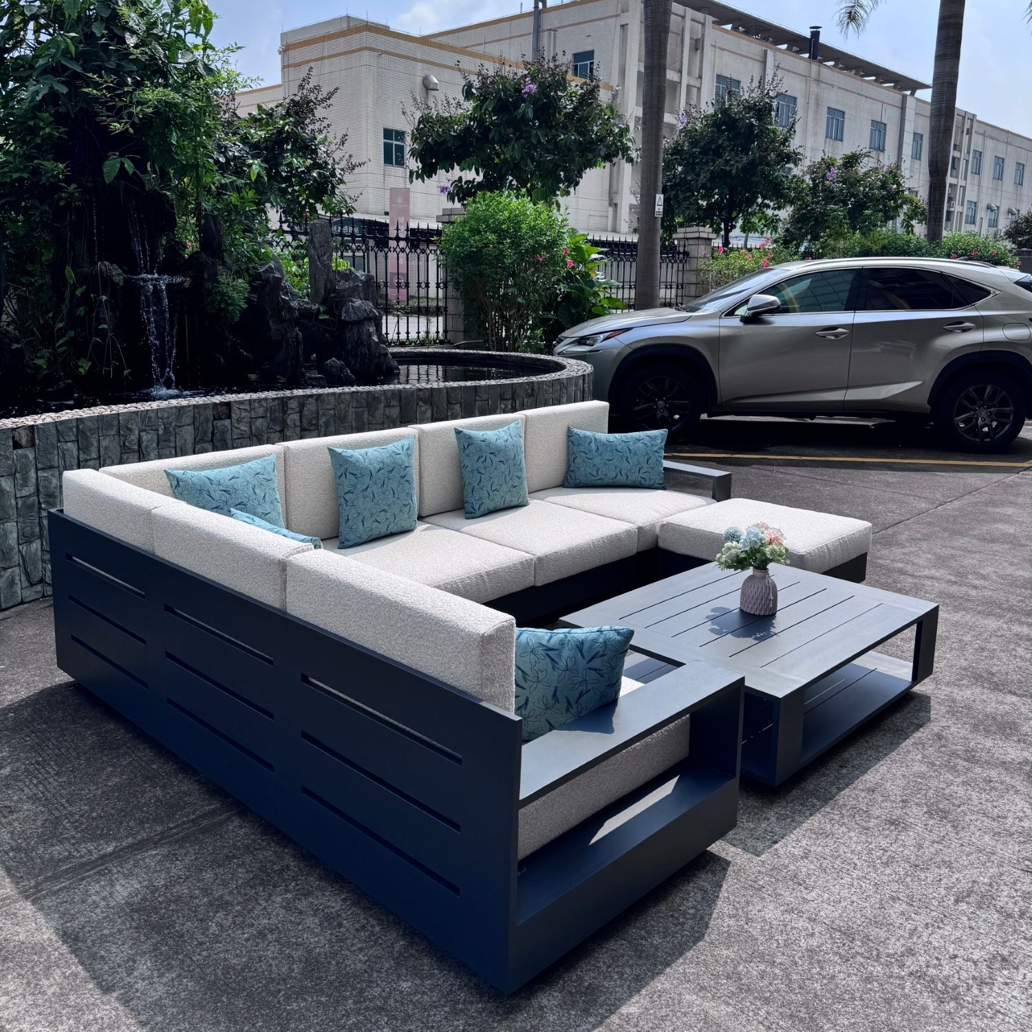 All Weather Leisure Hotel Garden Sofa Aluminum Frame Casual Outdoor Combination Sofa Durable Patio Furniture