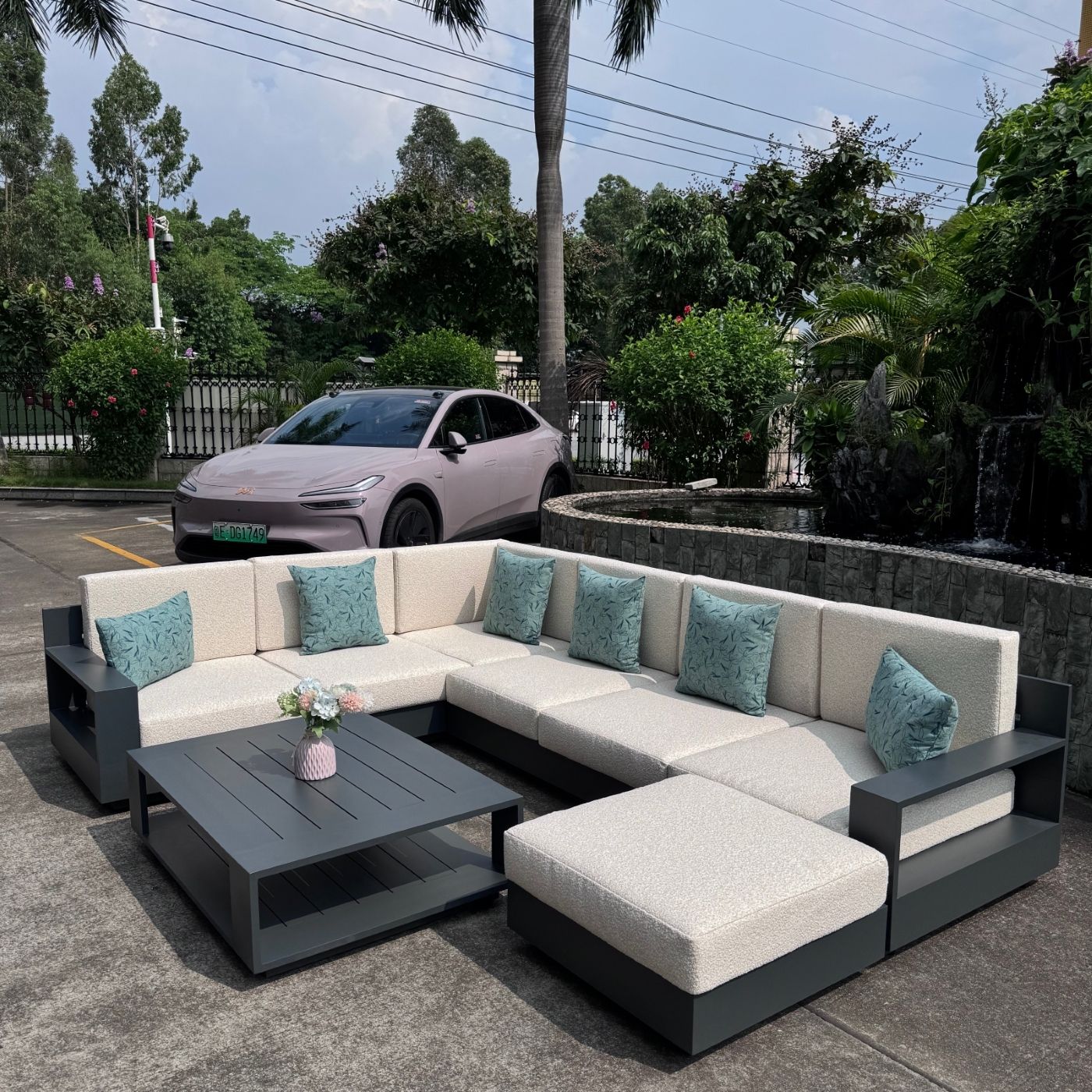 All Weather Leisure Hotel Garden Sofa Aluminum Frame Casual Outdoor Combination Sofa Durable Patio Furniture