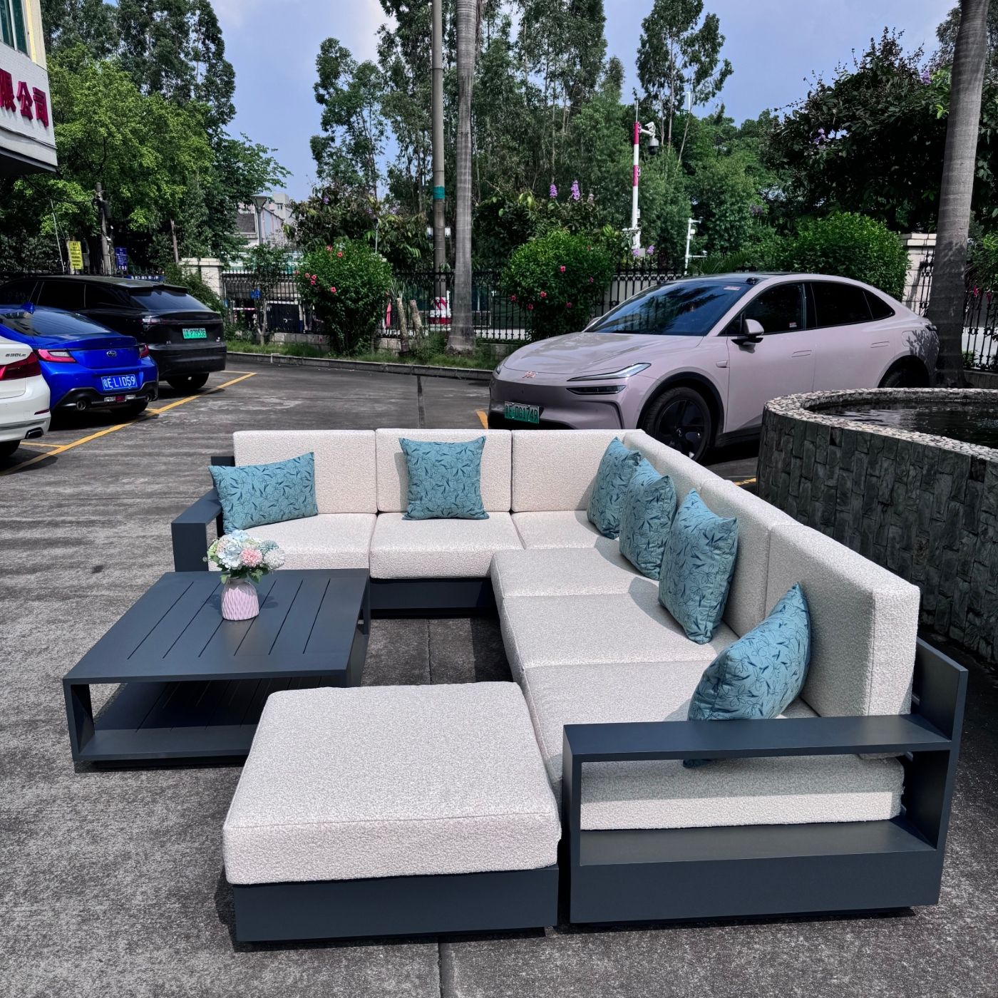 All Weather Leisure Hotel Garden Sofa Aluminum Frame Casual Outdoor Combination Sofa Durable Patio Furniture