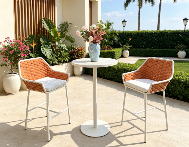 Modern Outdoor Bar Furniture Durable Aluminum Frame Bar Set High Bar Table and Chair for Hotel Garden Bistro