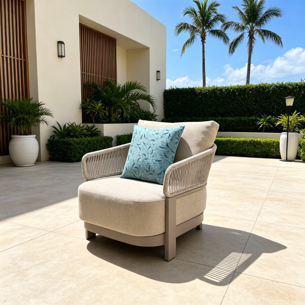 Durable Aluminum Frame Woven Rope Sofa Leisure Outdoor Garden Furniture Patio for Villa Hotel Courtyard Resort Outdoor Area