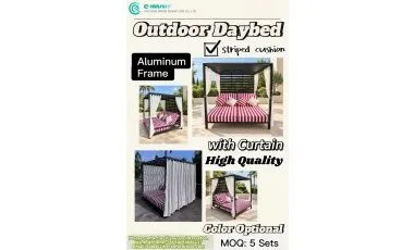 Leisure Outdoor Aluminum Daybed with Curtain | Ideal for Villa Hotel  Resort Projects