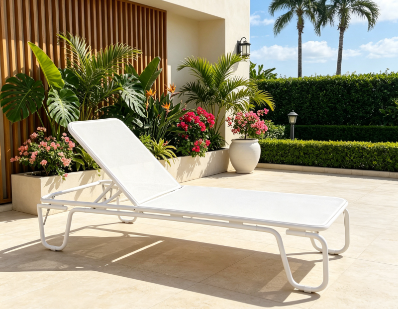 Elegant Outdoor Casual Furniture All-Weather Aluminum Sun Lounger Crafted with Waterproof Fabric