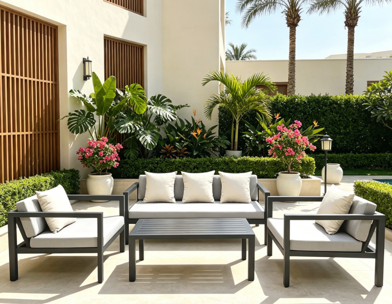 All Weather Balcony Furniture Set 4 Comfortable Sofa Set Rope Rattan Patio Outside Sofas for Garden Hotel Courtyard Leisure