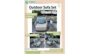 Modern Outdoor Sofa Set | Premium Aluminum & Woven Rope Collection