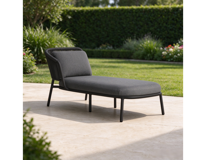 Casual Modern Chaise Lounger Durable Aluminum Frame Waterproof Fabric Sun Lounger Outdoor Furniture for Resort Poolside Villa