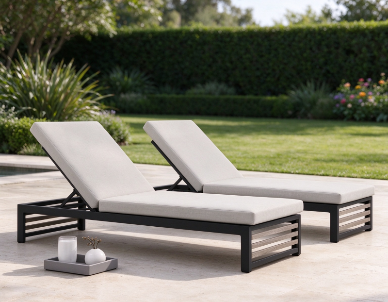 Durable Elegant Aluminum Frame Portable Sun Lounger All-Weather  Foldable Chaise Lounge for Hotel Patio Poolside