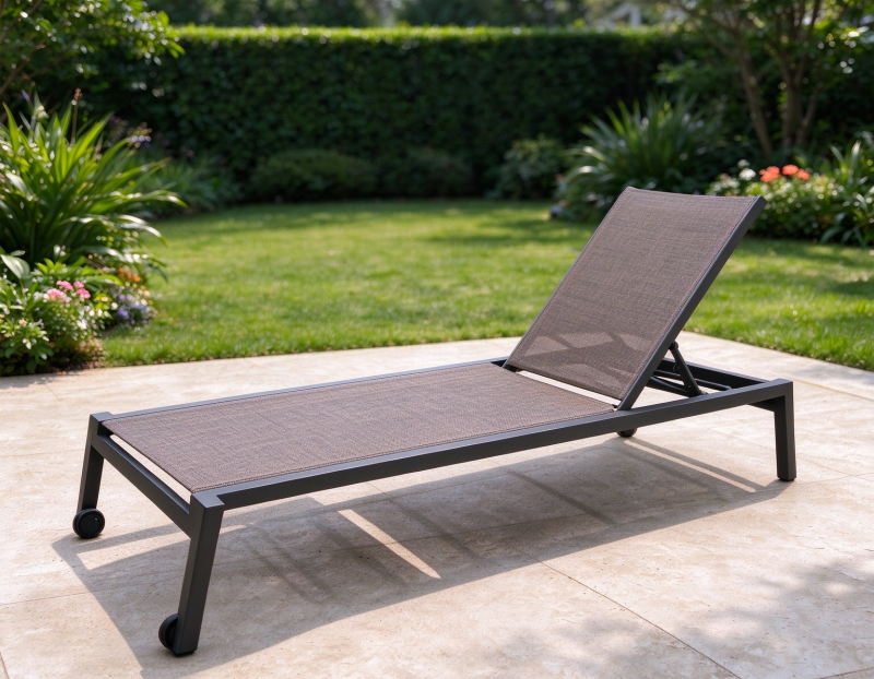Minimalist Beach Furniture Aluminum Frame Adjustable Sun Lounger with Waterproof Fabric for Courtyard Gardens & Poolside Areas