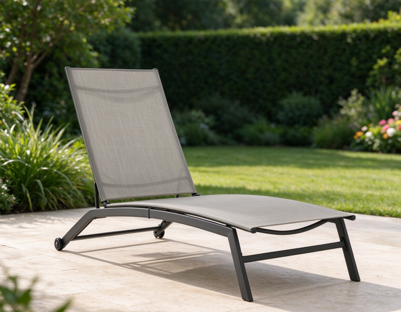 Modern Comfort Outdoor Furniture Series Aluminum Sun Lounger for Outdoor Use with Waterproof Fabric Adjustable Backrest