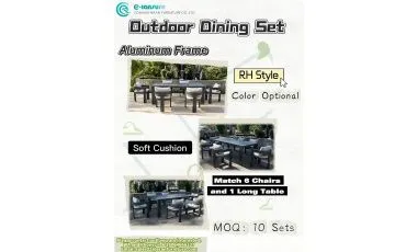 Premium Outdoor Aluminum Dining Set — 1 Table + 6 Armchairs